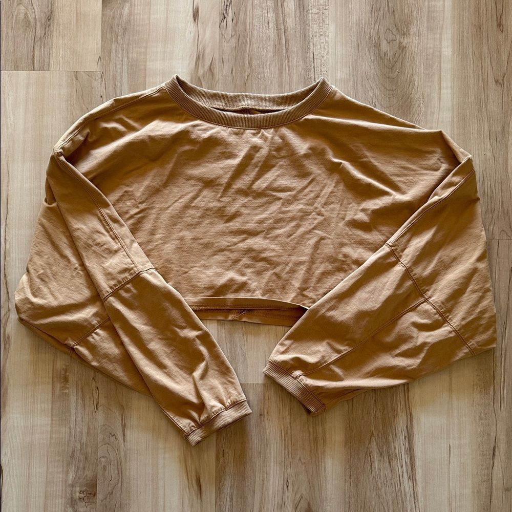 Tan Cropped Long Sleeve Top